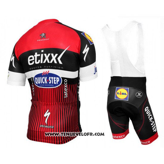 2016 Maillot Ciclismo Etixx Quick Step Rouge et Noir Manches Courtes et Cuissard